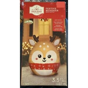 HOLIDAY TIME 3.5 FT TALL REINDEER AIRBLOWN INFLATABLE OUTDOOR INDOOR
